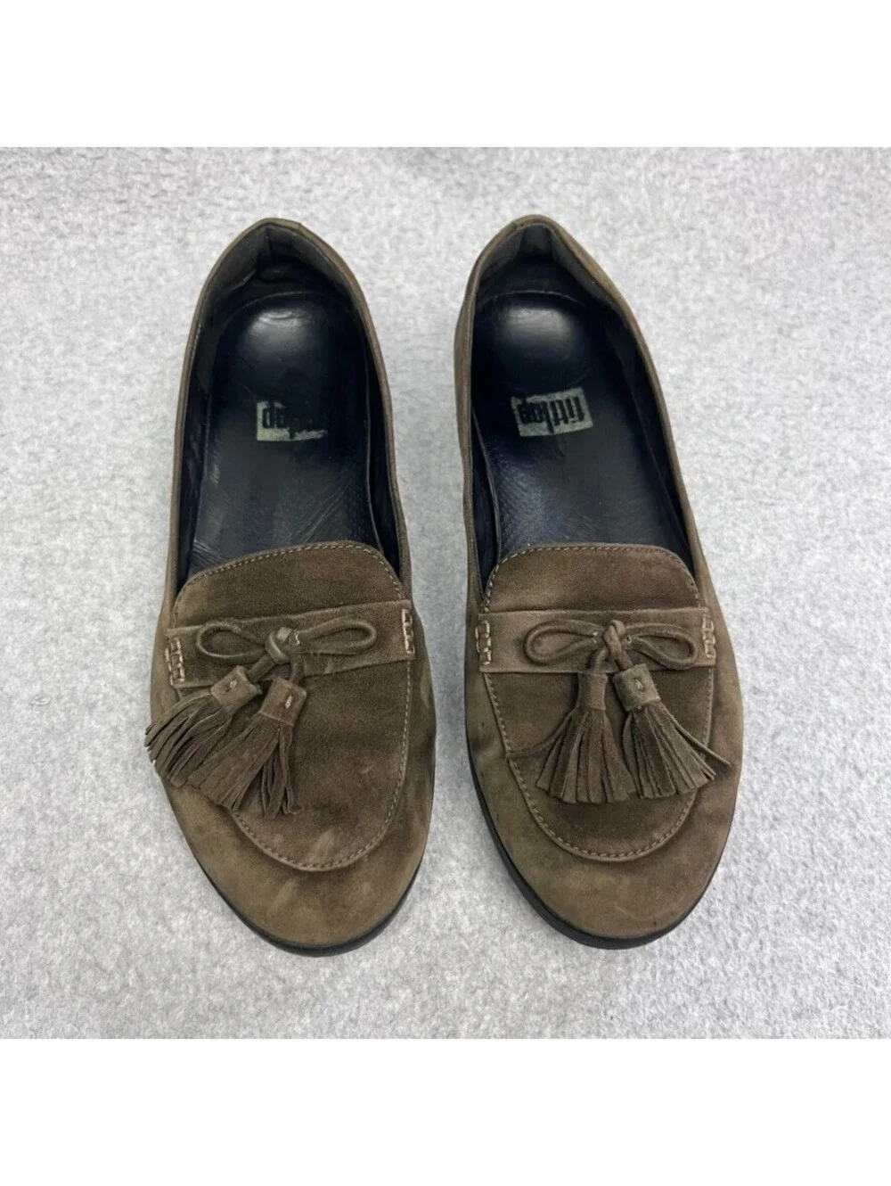 FitFlop Green Suede Tassel Loafers Womens 9 EUR 41 J17-476 Slip On Comfort Shoes